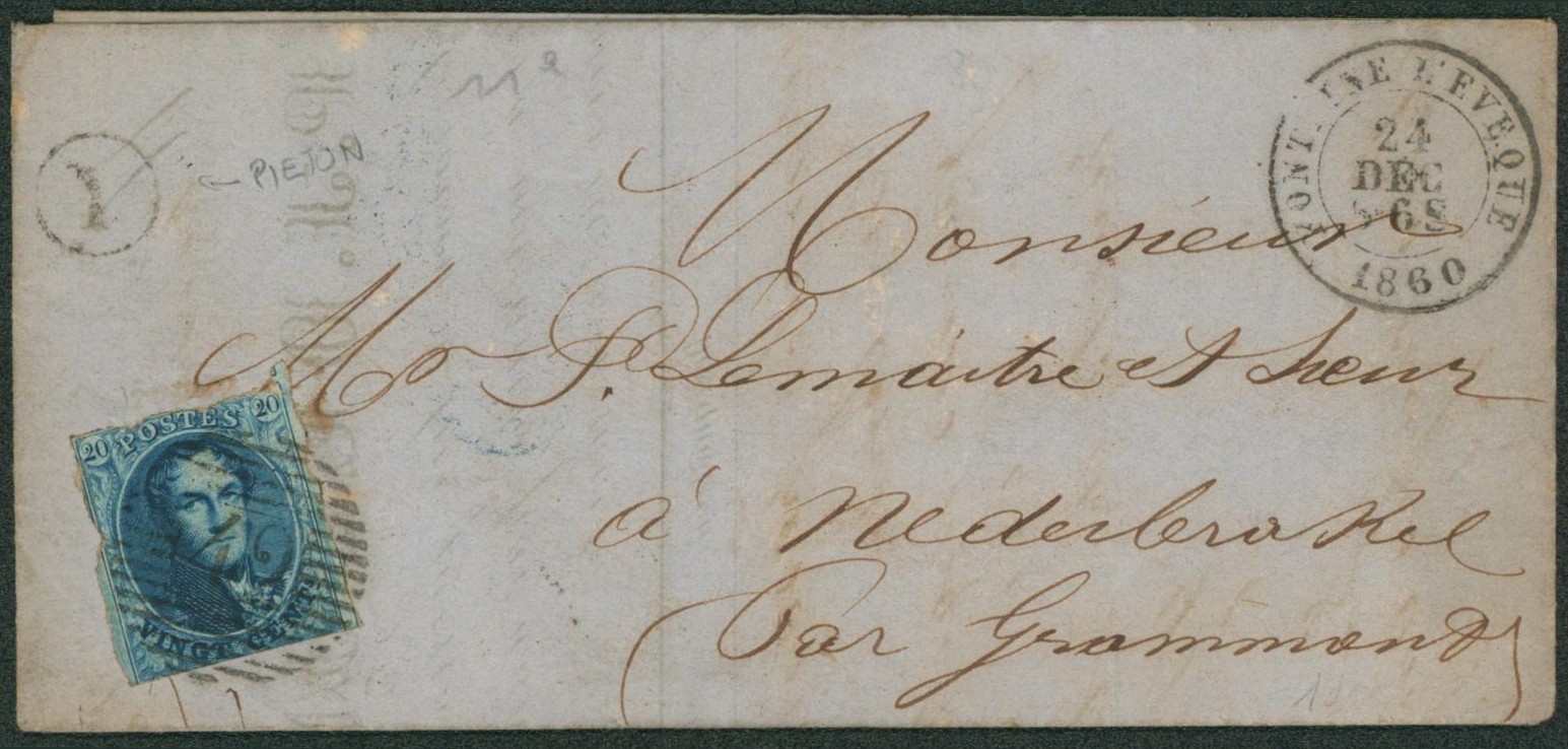 n°11A touché sur LAC obl P42 çàd Fontaine l'évêque + boite rurale "Y" (Piéton, magasin de poterie) > Nederbrakel"