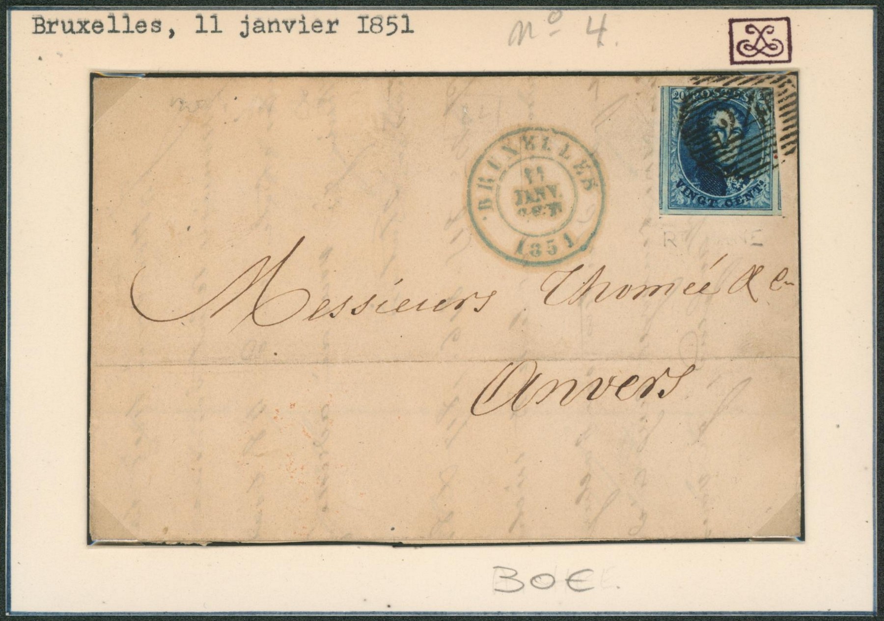 n°4 au filet coté supérieur + 3 voisins sur LAC obl P24 çàd Bruxelles > Anvers. TB 