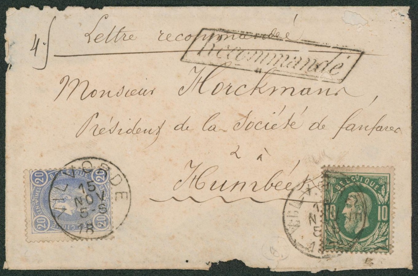 n°30 et 31 sur petite enveloppe (état !) en recommandé de Vivlorde > Humbeek