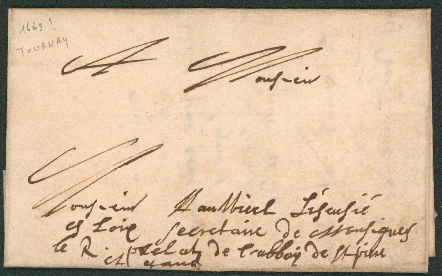 LAC datée de Tournay sans port manuscrit (poste privée) > Gand, Abbaye.