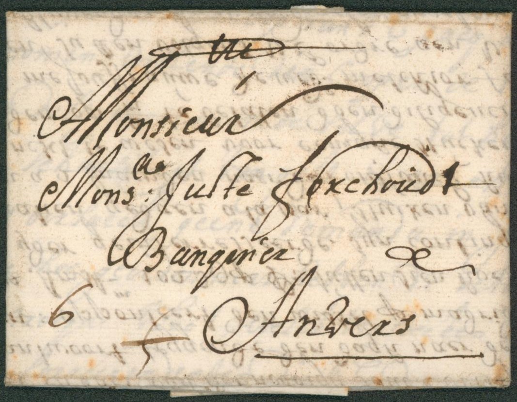 LAC datée de Cadix (Espagne), port rectifié çàd 4 à 6 > Anvers. Très bon état