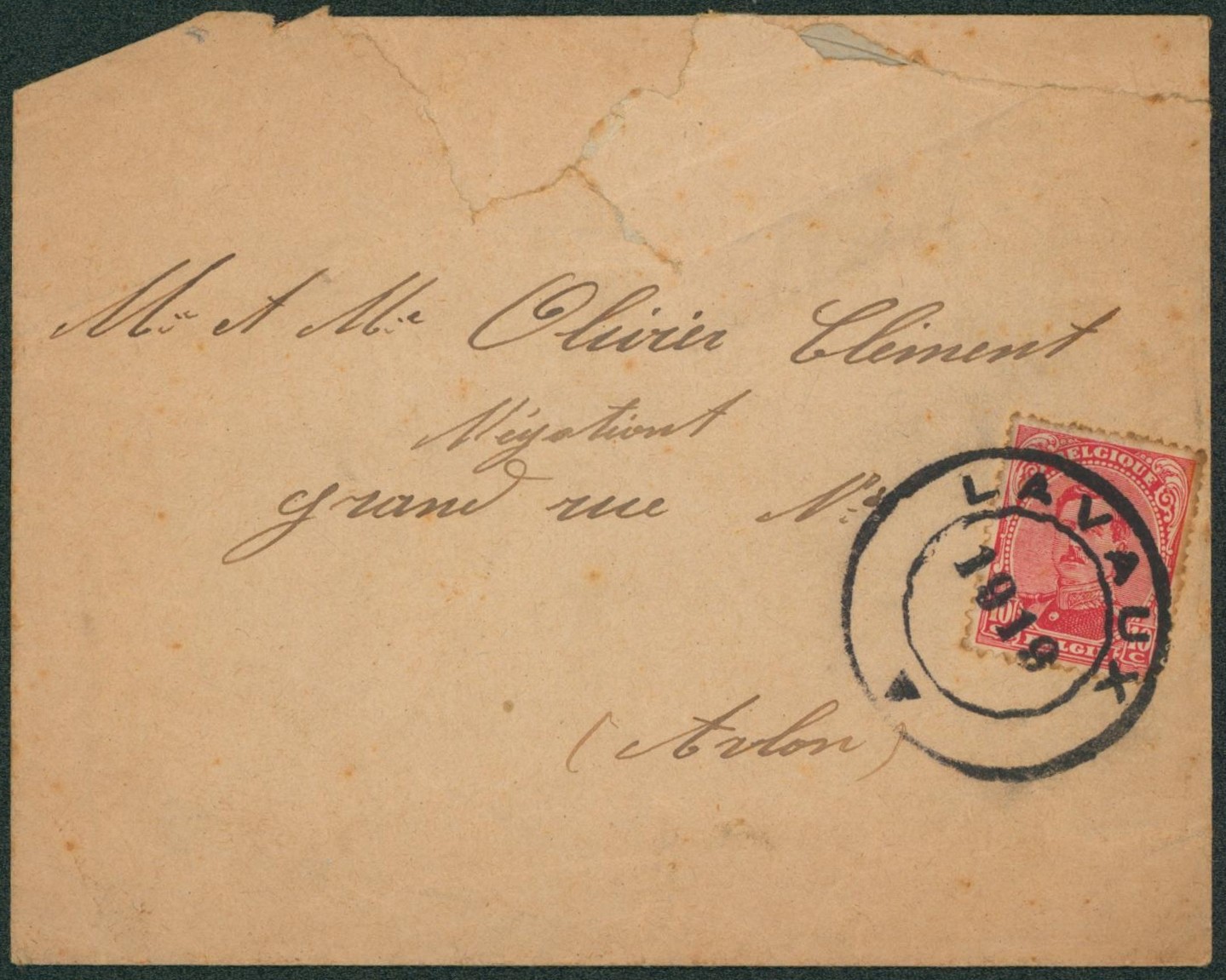 Albert I - n°138 sur lettre + cachet de fortune type DC LAVAUX > Arlon 