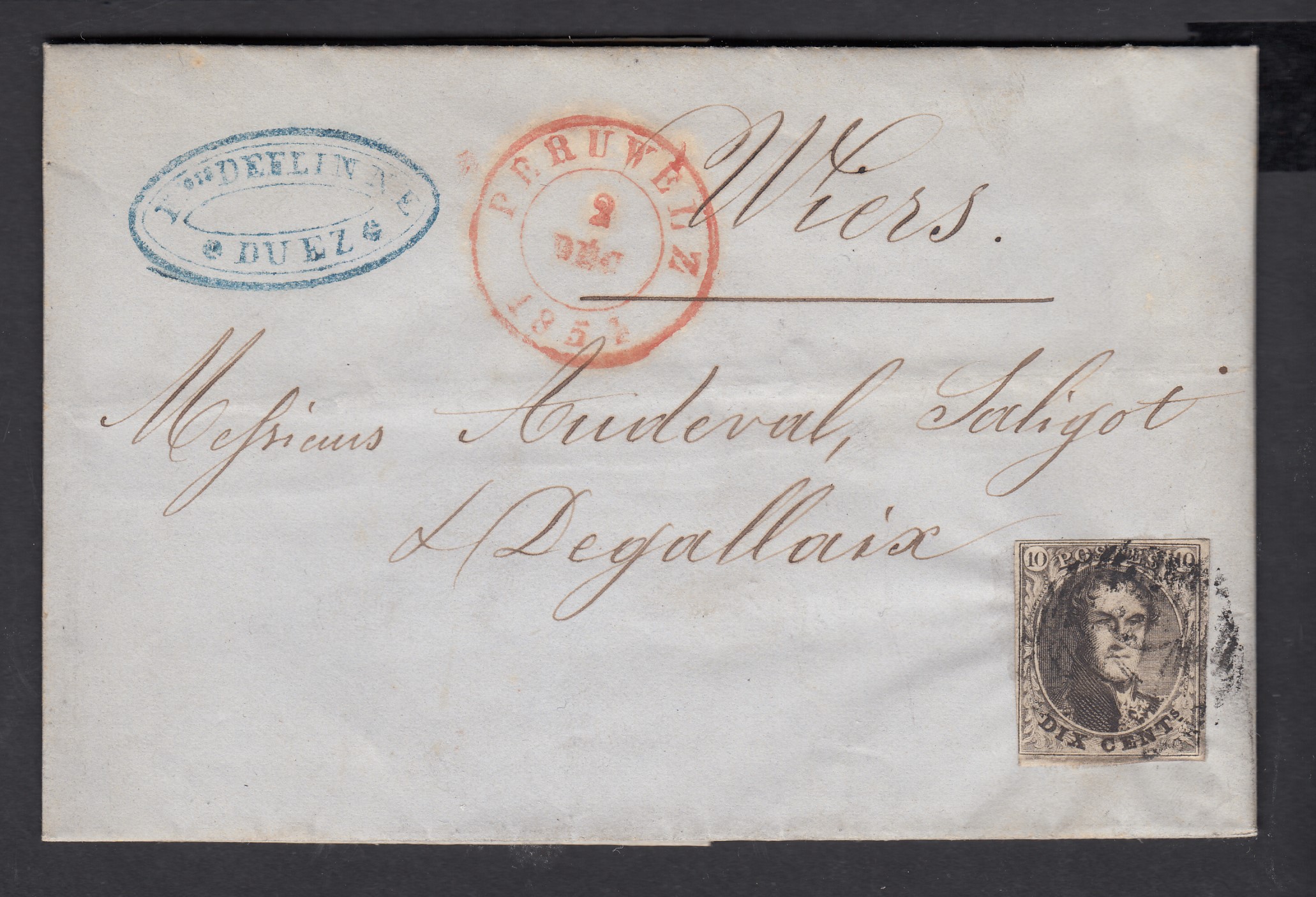 n°6 margé sur LAC de Peruwelz (P94) le 2 déc.1854 vers Wiers.