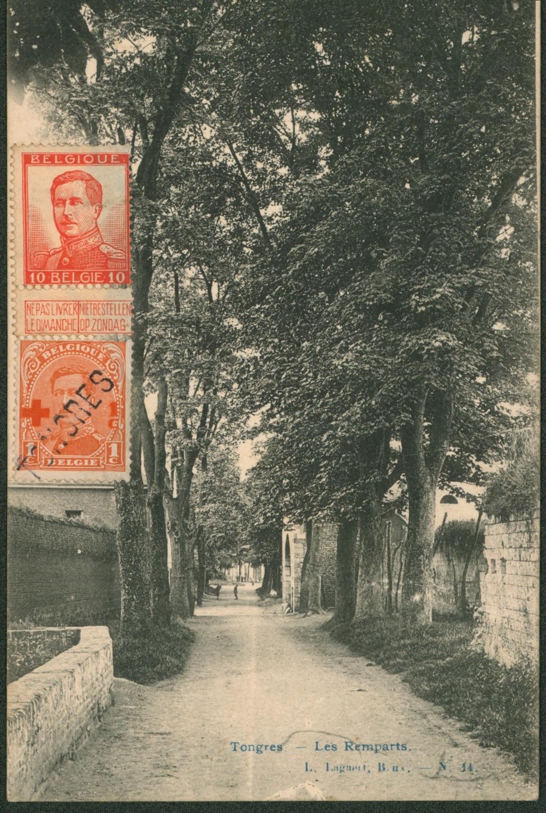 n°150 sur CP vue annulé par griffe de fortune TONGRES > Etterbeek