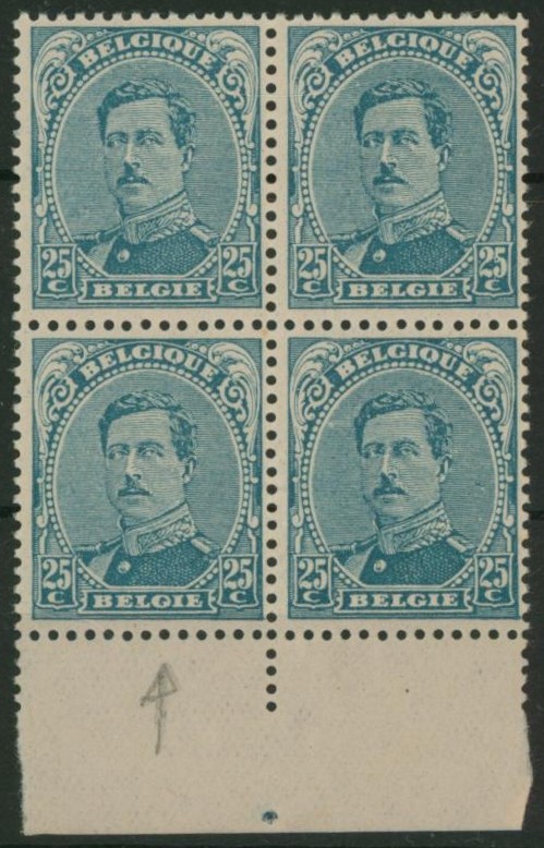 Albert I - n°141 en bloc de 4** neuf sans charnières (MNH) + V1 : BELOIL 