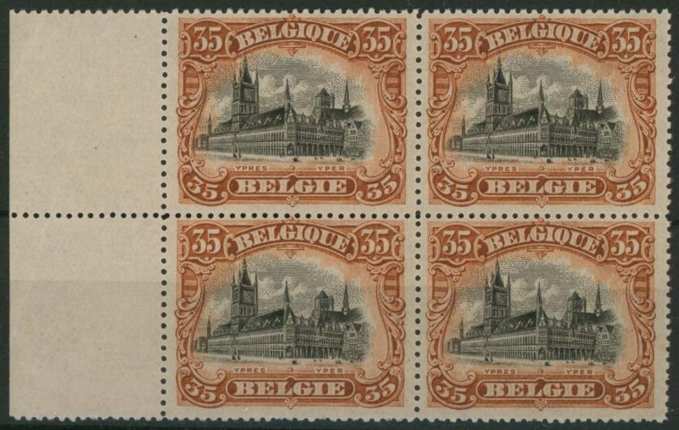 Albert I - n°142A en bloc de 4 neuf sans charnières (MNH). Dentelure 15