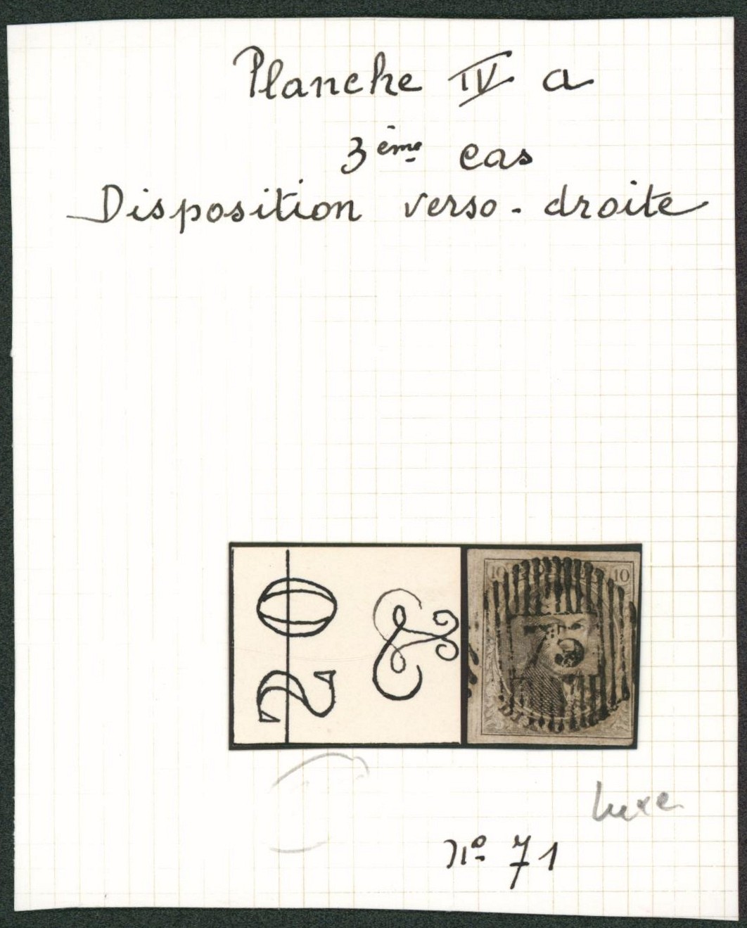 n°6 bien margé planche IV a 3e cas : disposition verso-droite (filigrane) obl distribution D75. Luxe ! 