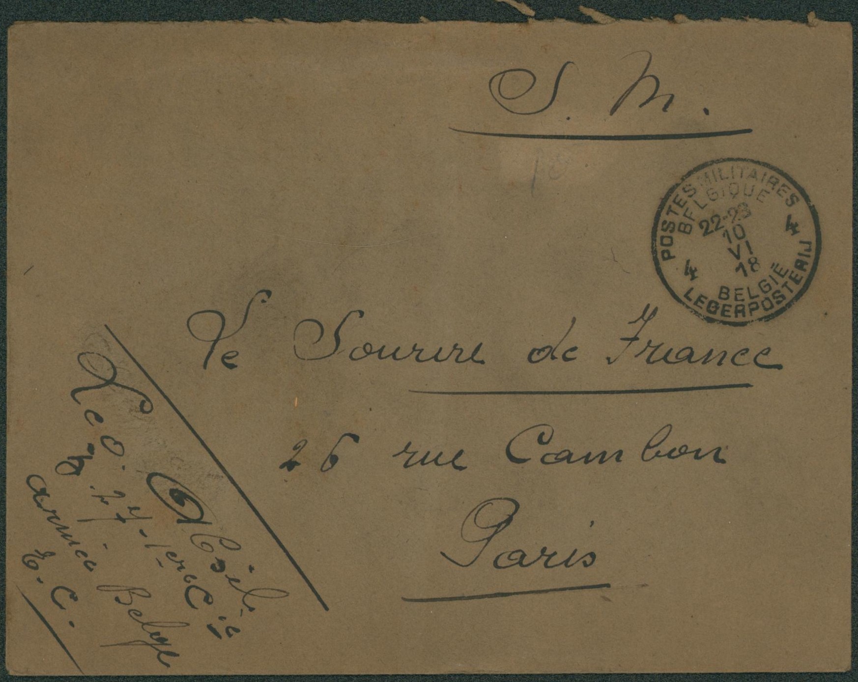 Lettre en S.M. obl P.M.B. 4 > Paris 