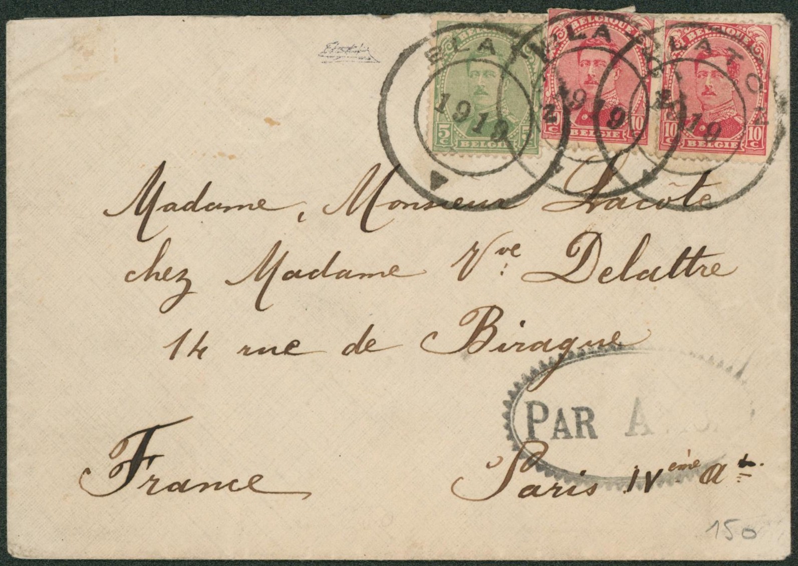 Fortune - n°137 et 138 x2 sur lettre (signée) obl double cercle de fortune BLATON + griffe festonné par avion > paris. Rarissime ! 