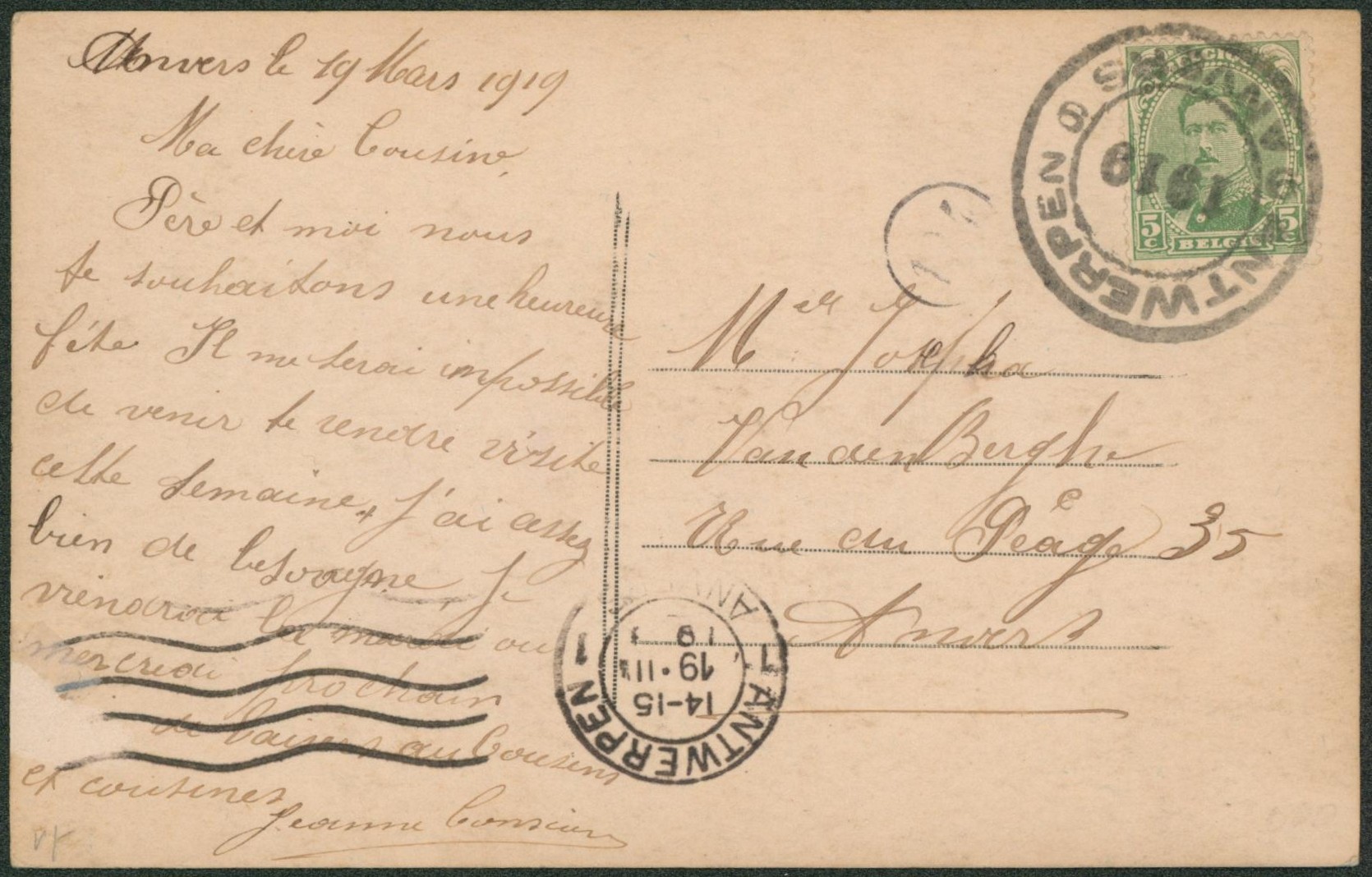 n°137 sur CP obl double cercle de fortune "Antwerpen / Anvers 9" > Anvers"