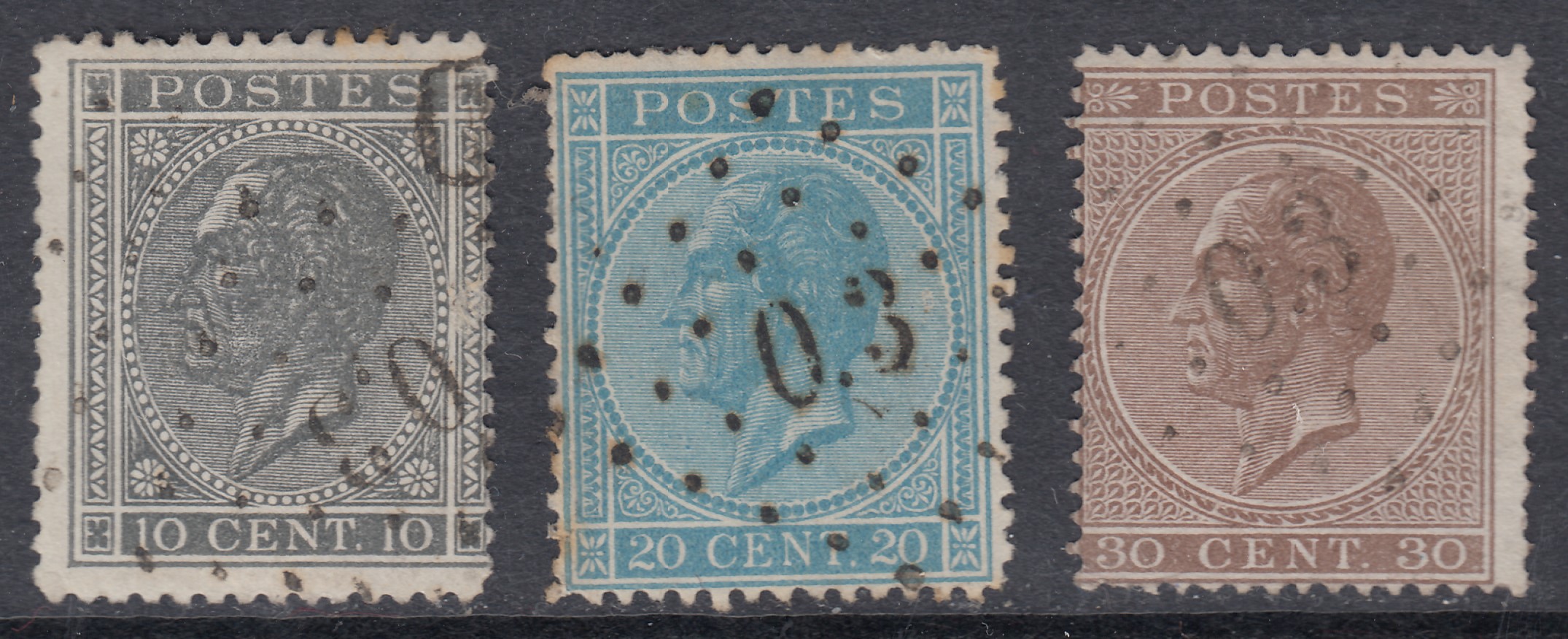 Oblitération ambt Lp O.3 ( OUEST 3 ) sur 17, 18 et 19