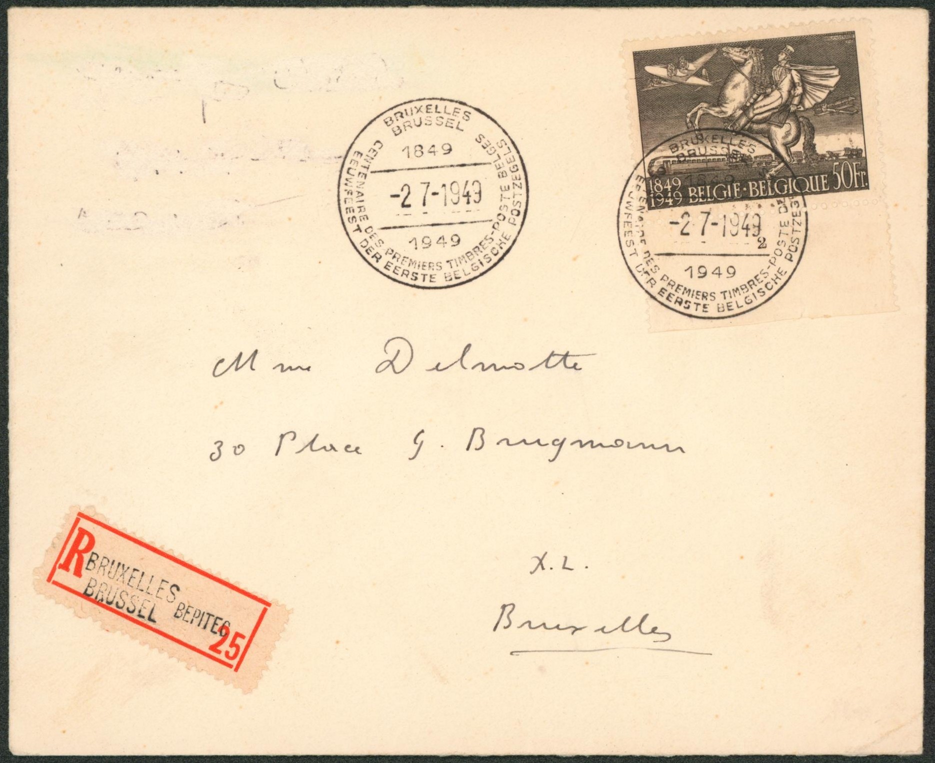 n°810A + BDF sur letttre en recommandé Bruxelles / Brussel BEPITEC > Bruxelles