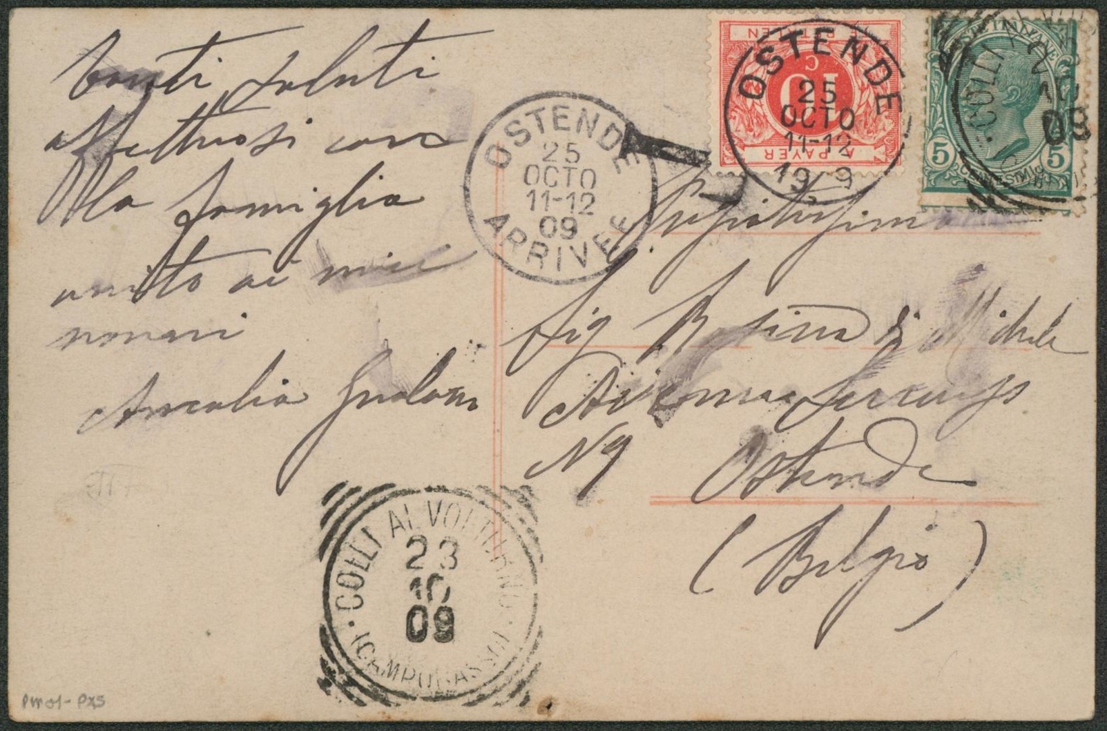 CP en provenance d'Italie > Ostende + TX5. 