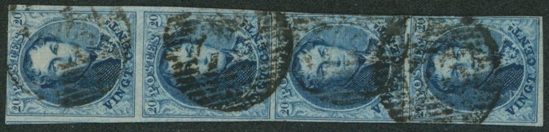 n°11 en bande de 4 vertical au filet obl partielle. 