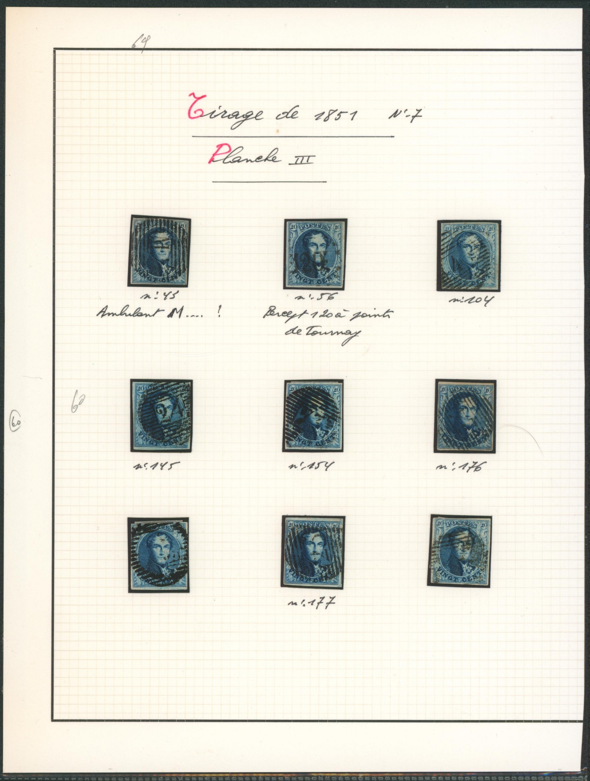 Page de collection - n°7 planche III çàd 9 timbres margés, planchage. 