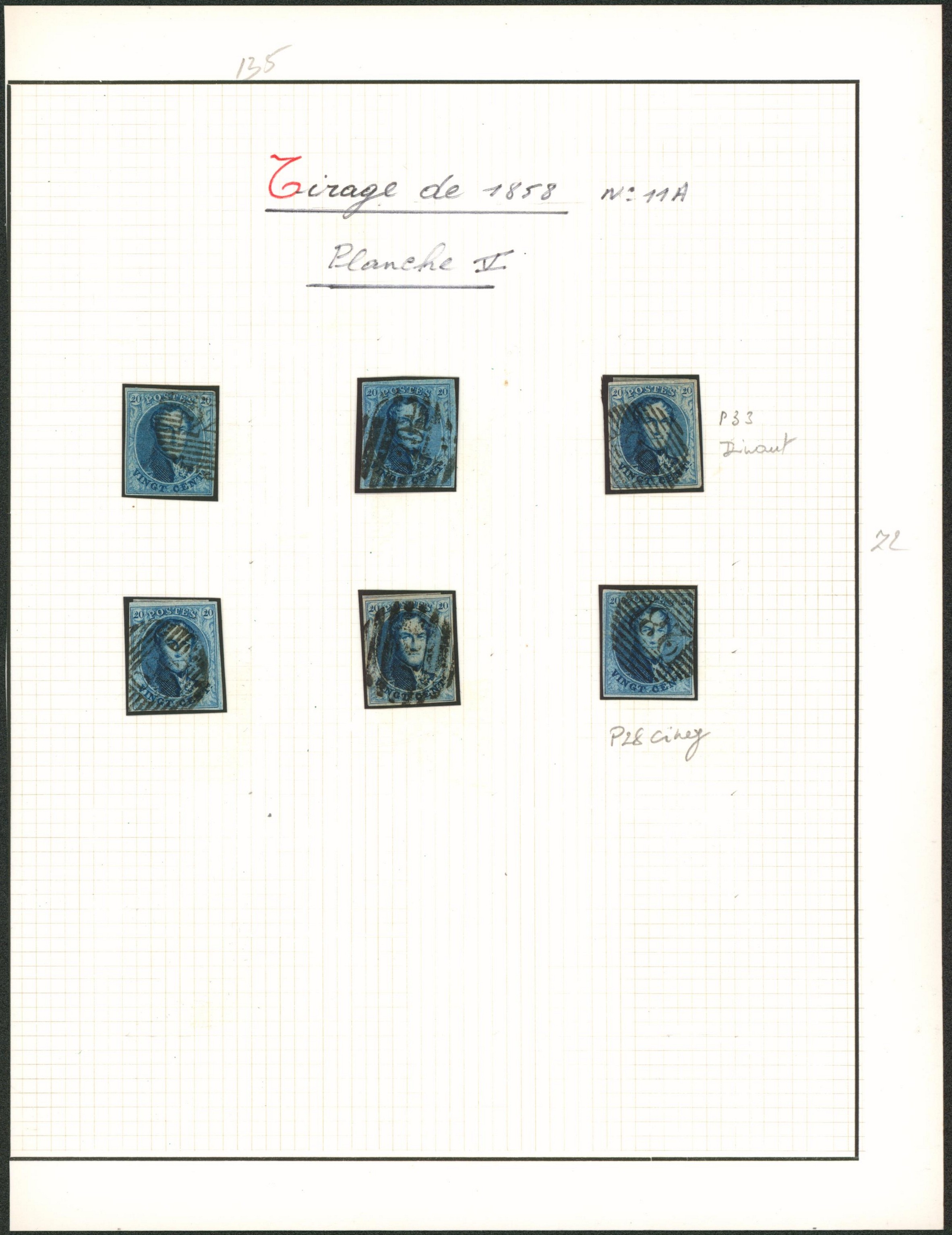 Page de collection - n°11A planche V çàd 6 timbres margés. 