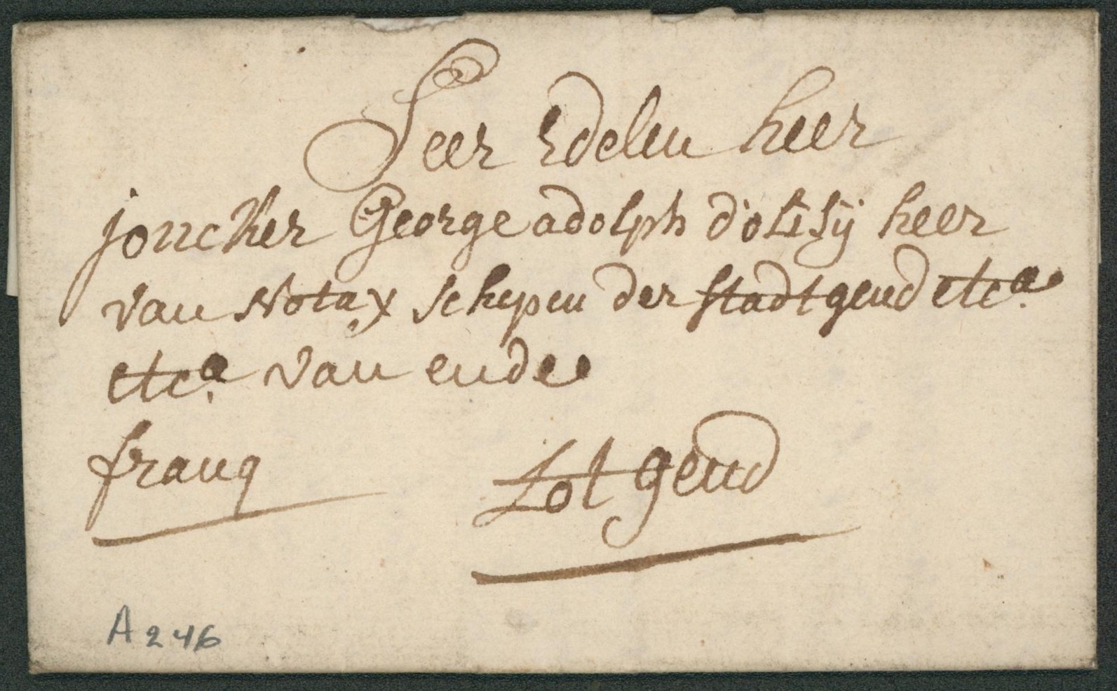 LAC datée de Rousselaere (Roulers) sans port manuscrit (franco) > Gent / Messager