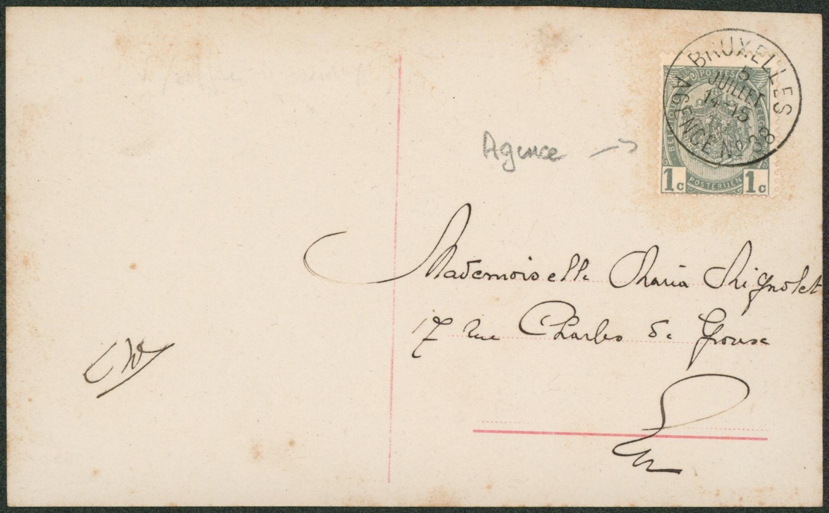 n°81 sur CP obl agence "Bruxelles / Agence n°38" (belle frappe) > La ville"