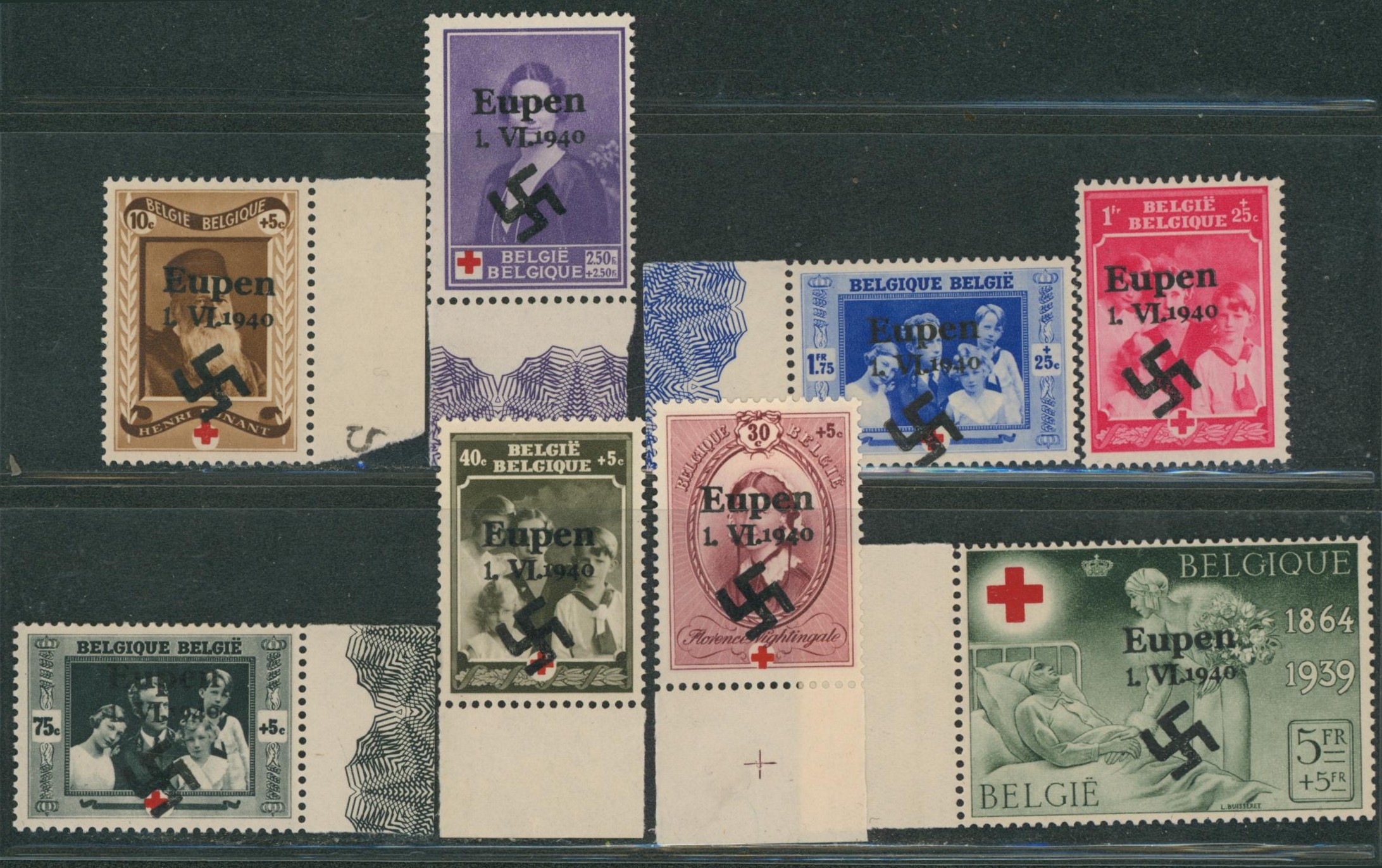 n°496/503** neuf sans charnières (MNH) émission privée pour canton de l'est surchargé EUPEN 1.VI.1940