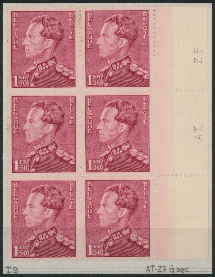 Poortman - n°429 en bloc de 6 (qualité mixte 4** / 2*) Tirage 9 + AT et ZF à sec. 