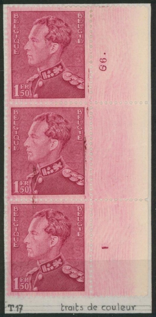 Poortman - n°429 en bande de 3 (qualité mixte 2** / 1*) tirage 17 numéro de planche (PL) 1 + G6 (gomme). 