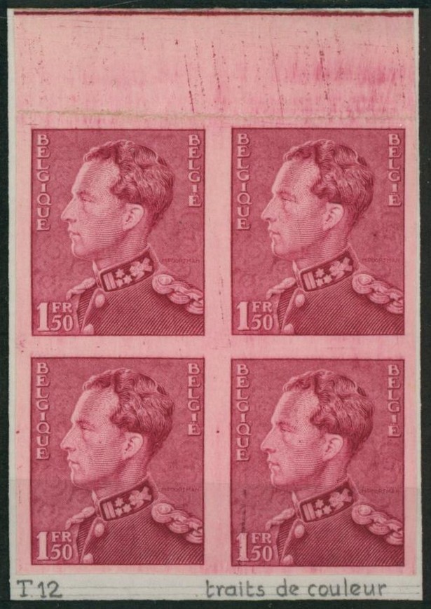 Poortman - n°429 en bloc de 4 non dentelé (MNH) tirage 12, trait de couleur. 