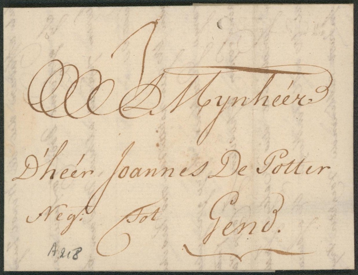 LAC datée de Ostende + griffe de départ peu lisible, port "3" > Gend. "