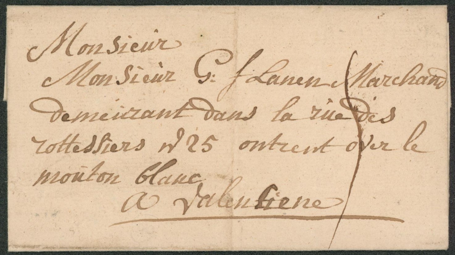 LSC datée + griffe en creux LOKEREN port 5 sols > Valenciennes. TB 