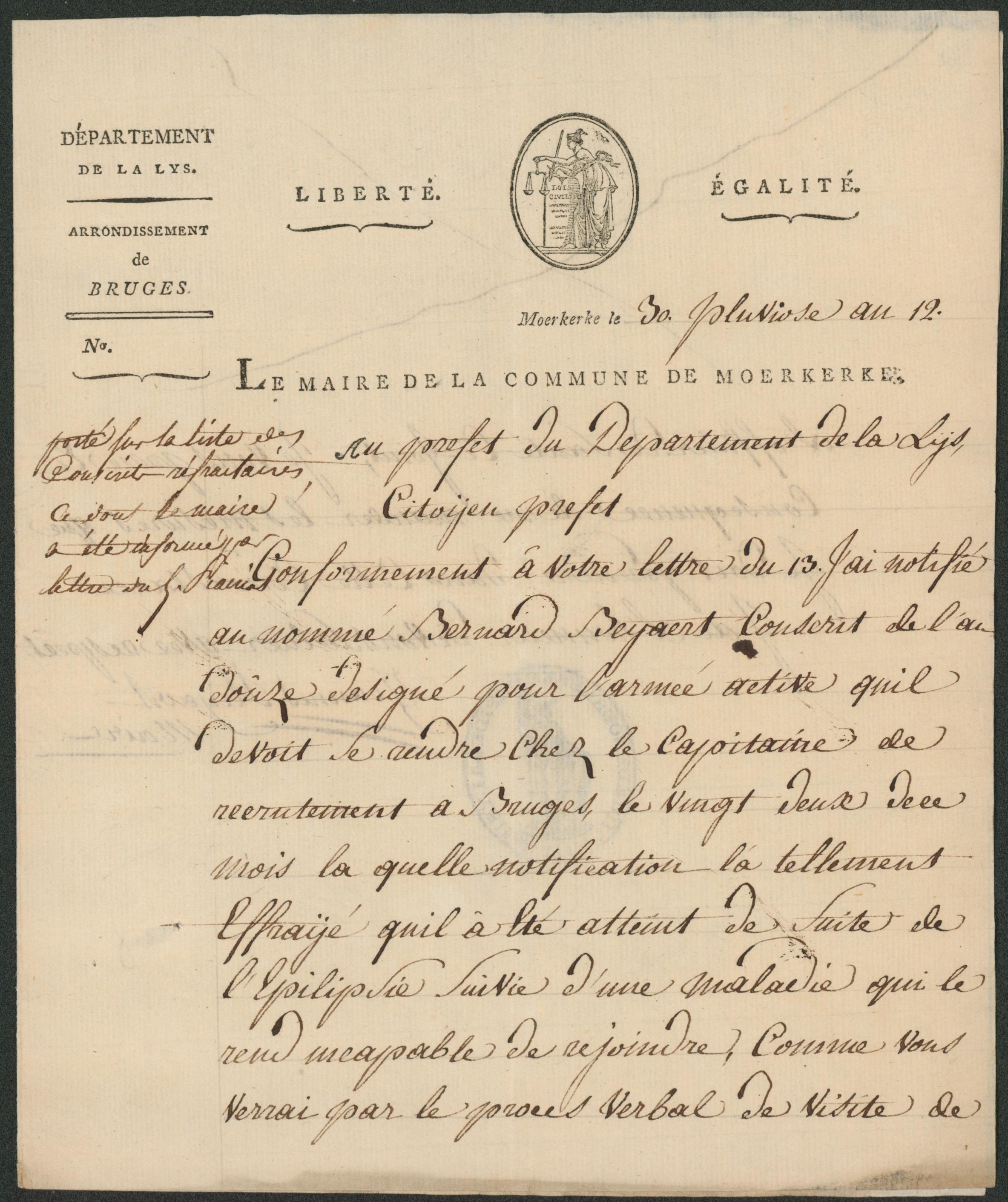 LAC illustrée datée de Moerkerke (arrondissement de Bruges) + cachet de la mairie en noir / Texte ! 