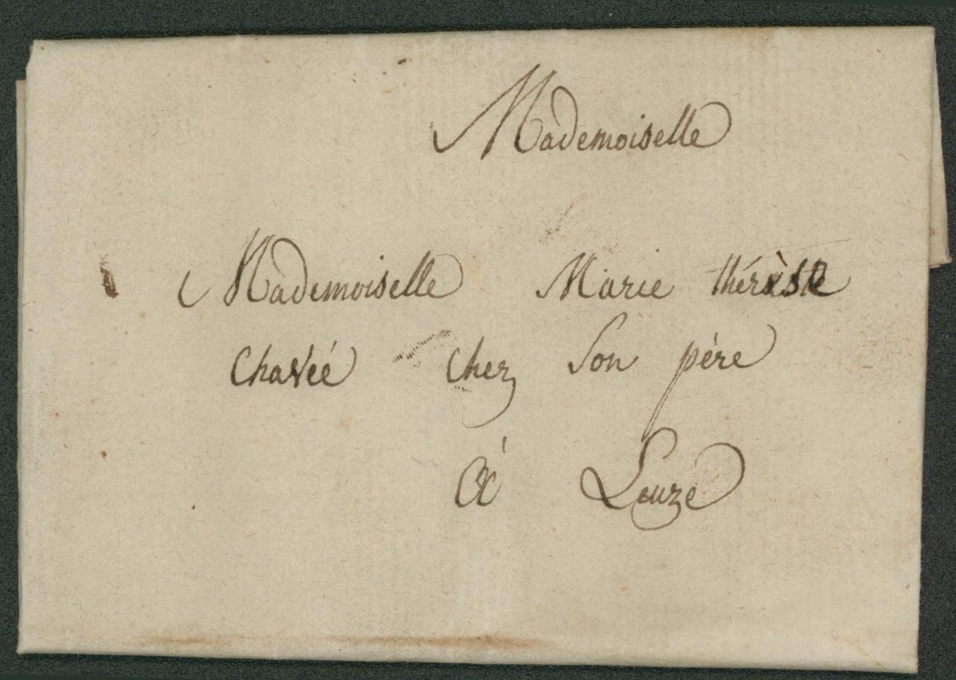 LAC datée de Wanze transporté par porteur (messager) > Leuze. Filigrane L. GODIN (papeterie Godin). 