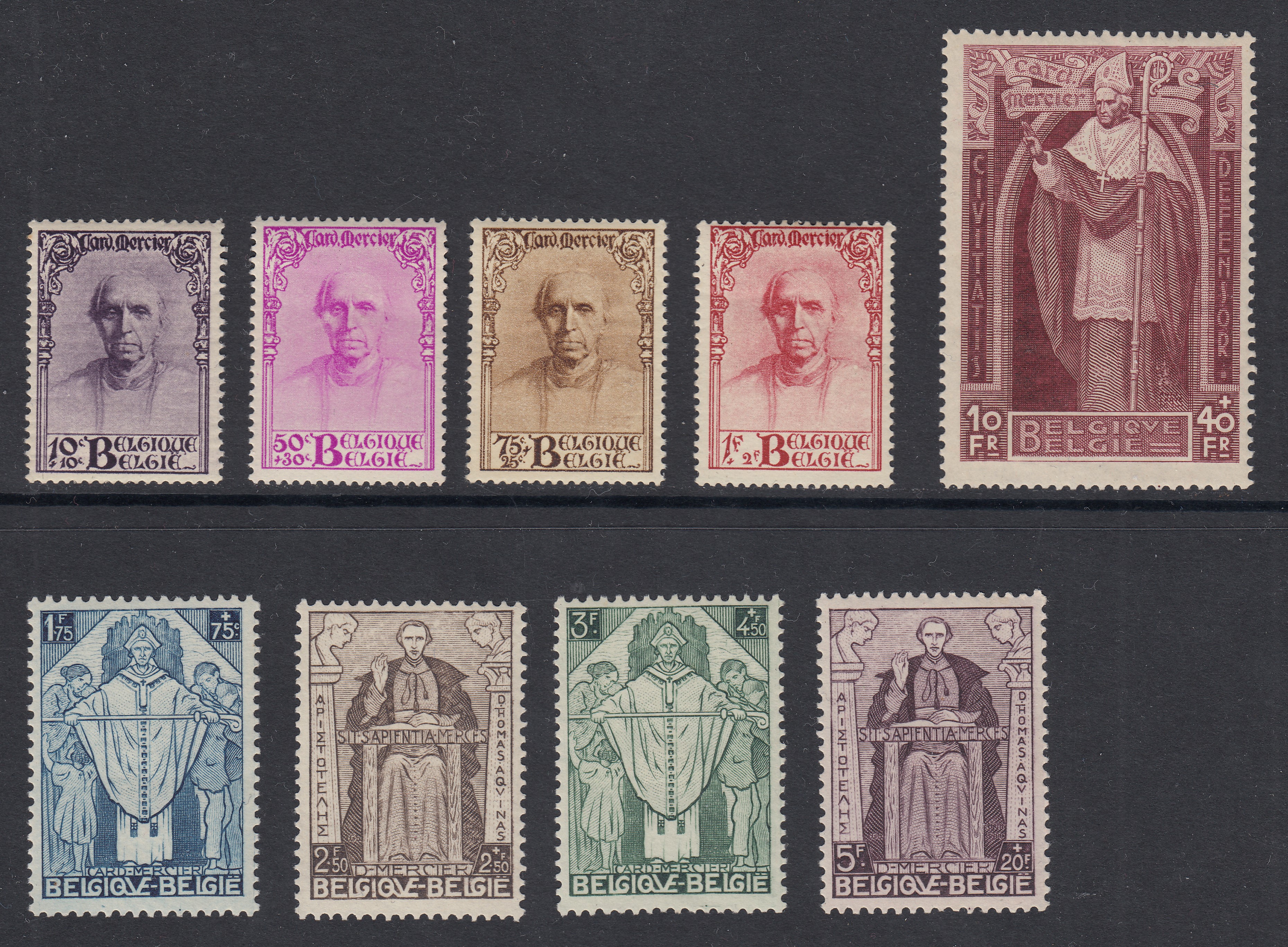 342/50* ( Cardinal Mercier), faible trace de charnière.