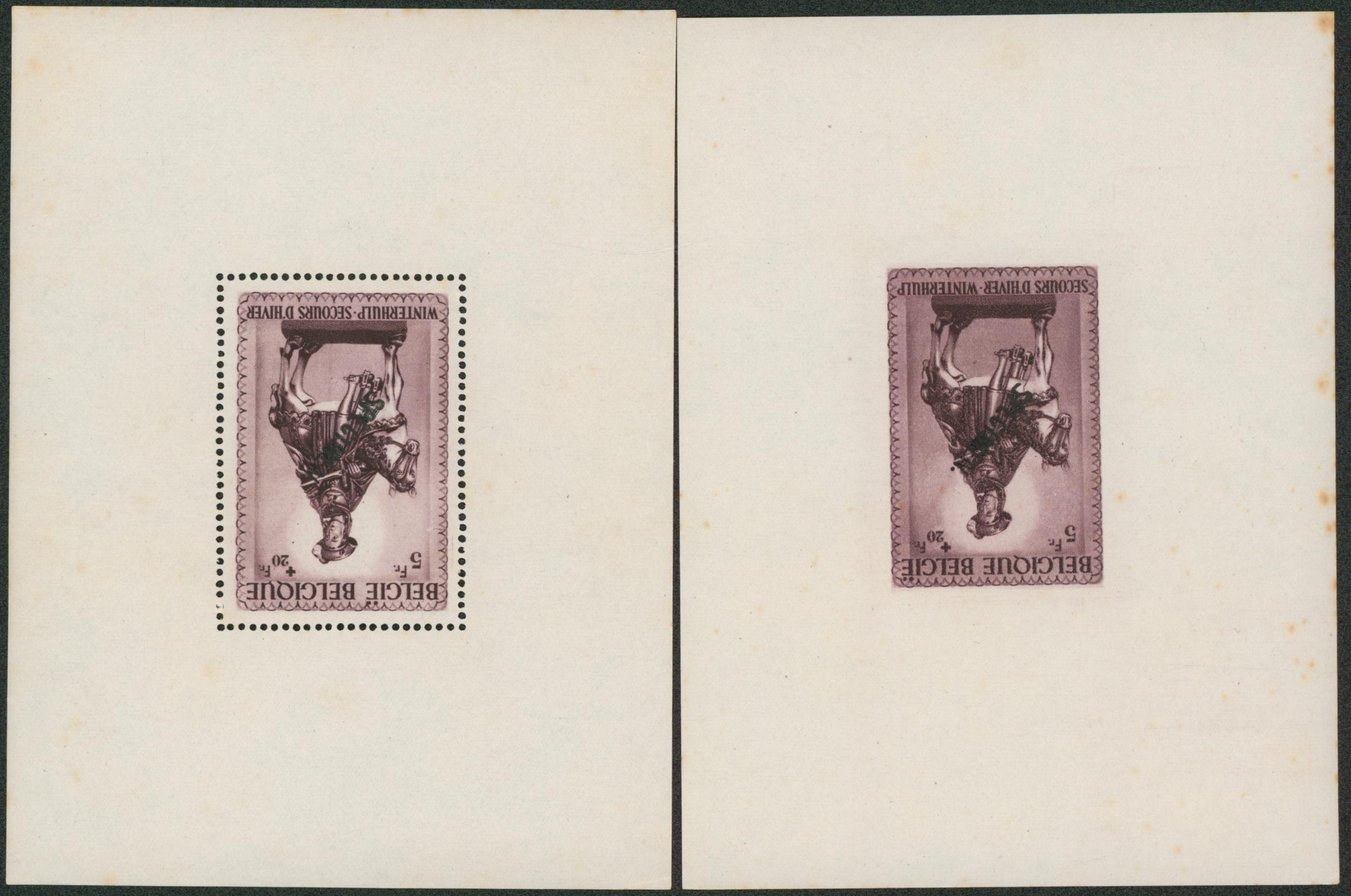 Bloc 15 et 16 (secours d'hiver) neuf charniéré (*) + surcharge SPECIMEN. Quelques défaut, rare. 