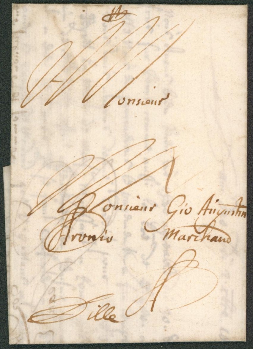 LAC datée de Tournay (1677) sans marque de départ, par Abbaye > Lille, marchand. 