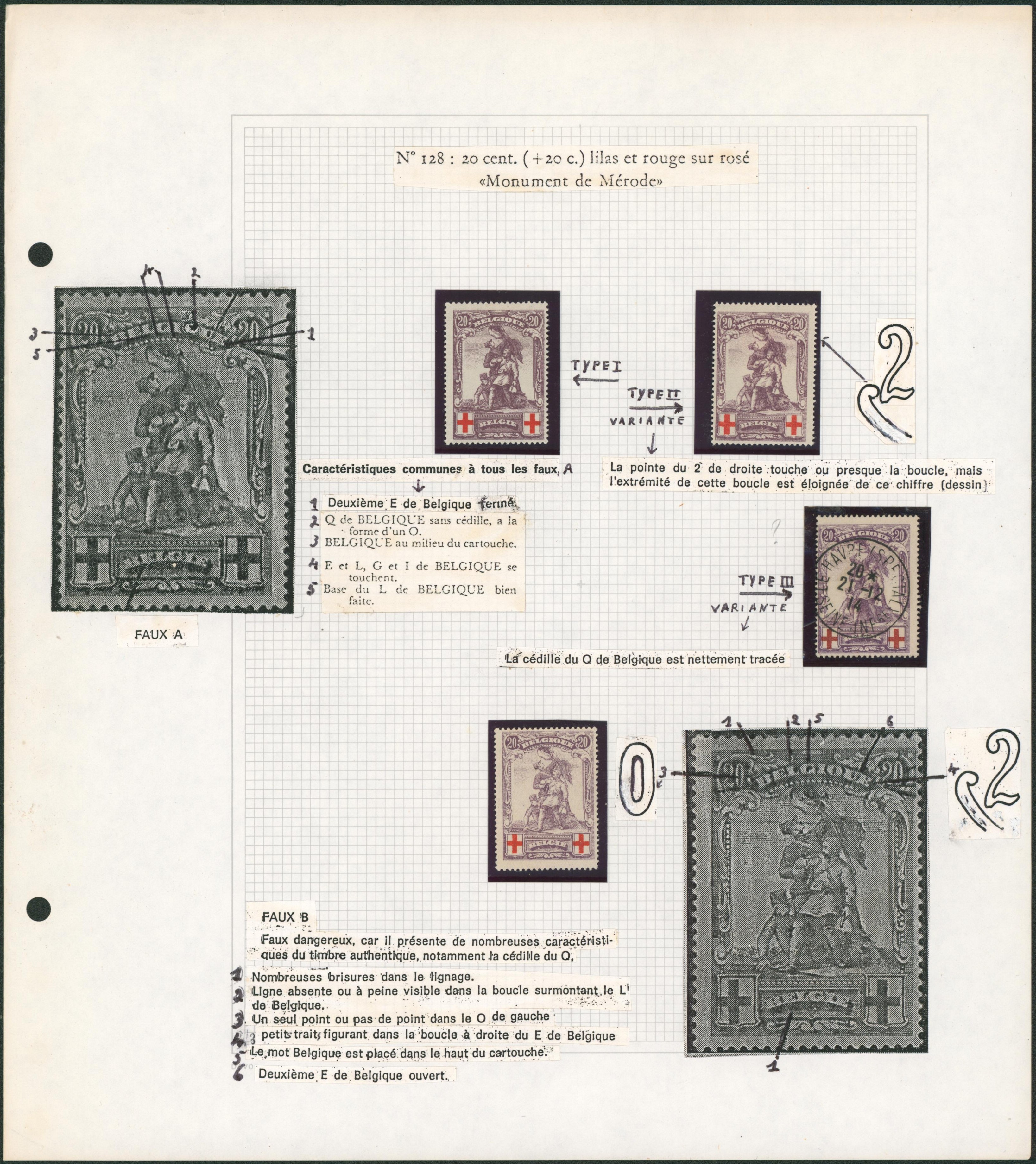 Croix-rouge - n°128 : étude de faux + caractéristique. 