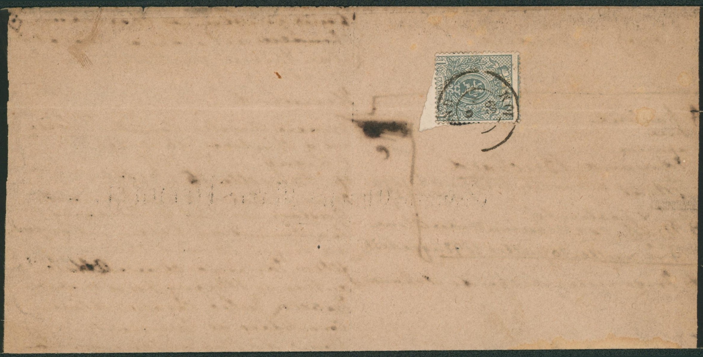 Petit lion dentelé - n°23 sur avis de décès manuscrit obl DC "Gand". "