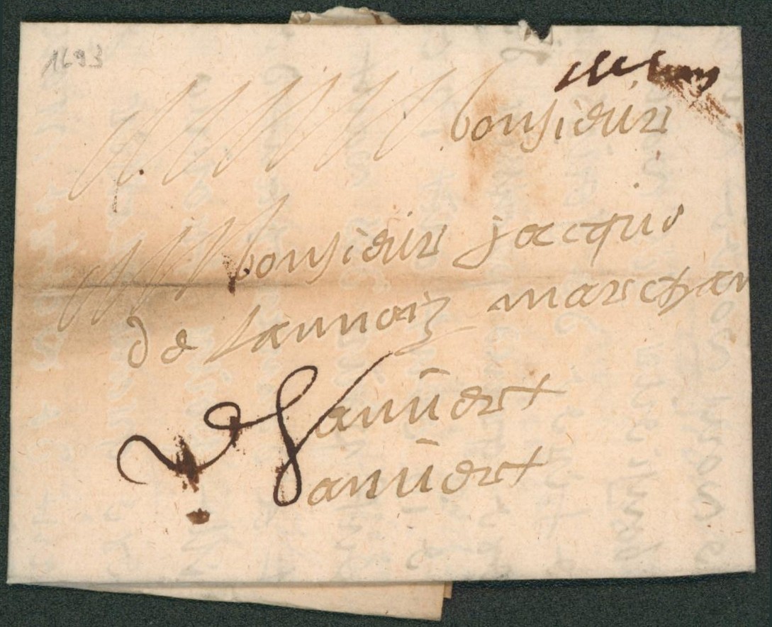 LAC datée de Tournay (1693) + manuscrit "Detuy" (tournay ultra abrégé), port manusrit > Anvers.