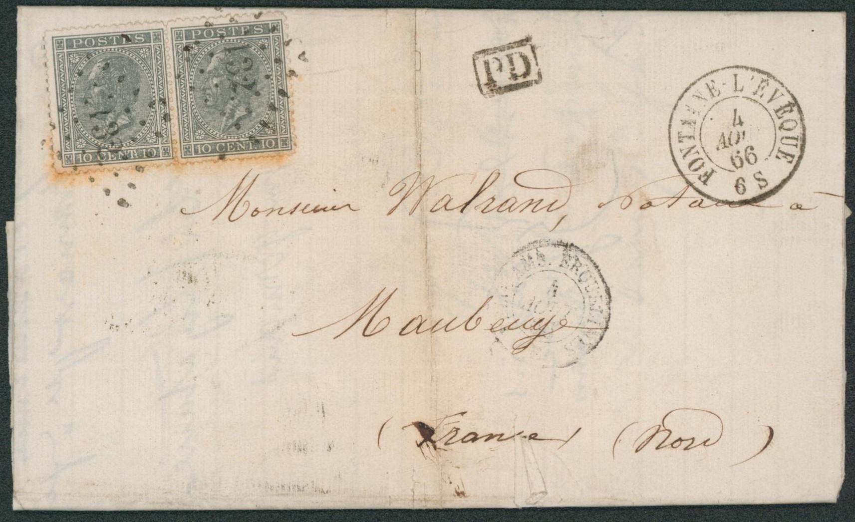 n°17 en paire sur LAC obl Pt 132 çàd Fontaine-l'évêque > Maubeuge (France) via ambulant "France / Midi III" / Tarif préférentiel.