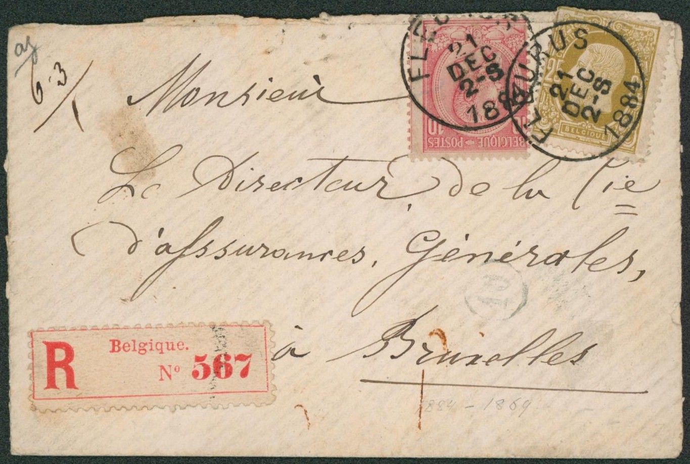n°32 et 46 sur petite lettre en recommandé de Fleurus > Bruxelles. Belle combinaison !