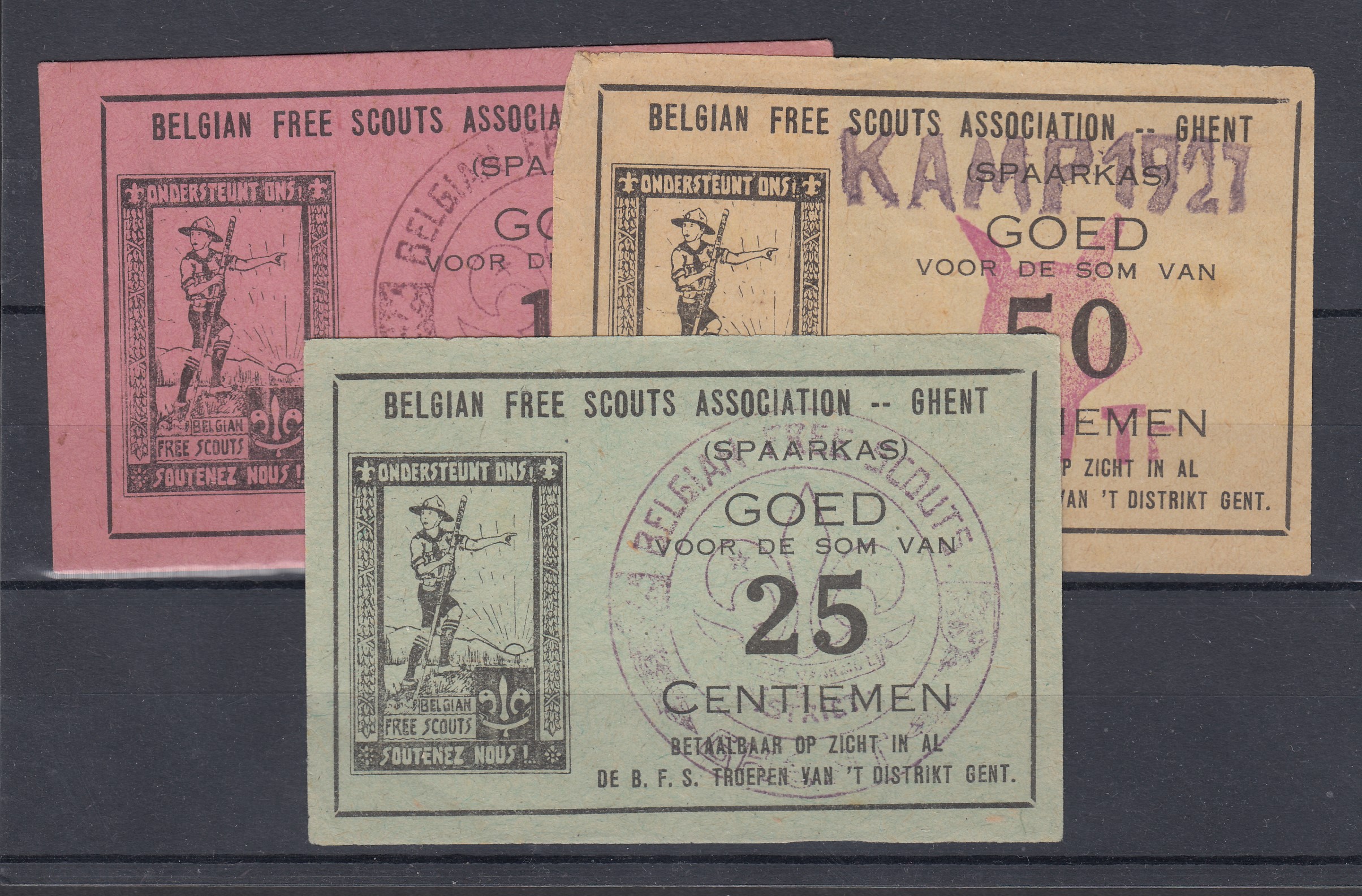 Lot de 3 grandes vignettes « SCOUT », bon pour..