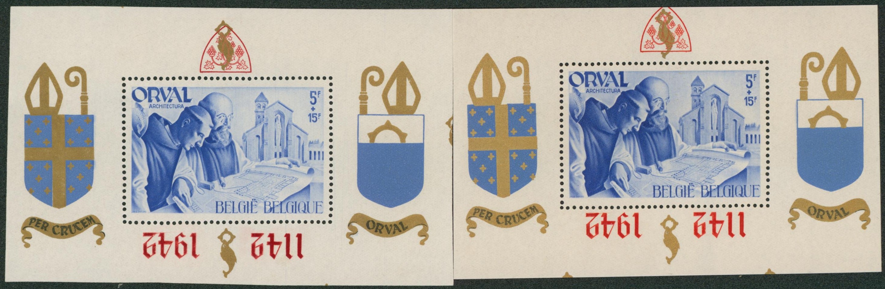 BL18A** x2 (MNH) surcharge renversée + Cu : surcharge rouge et surcharge carmin !