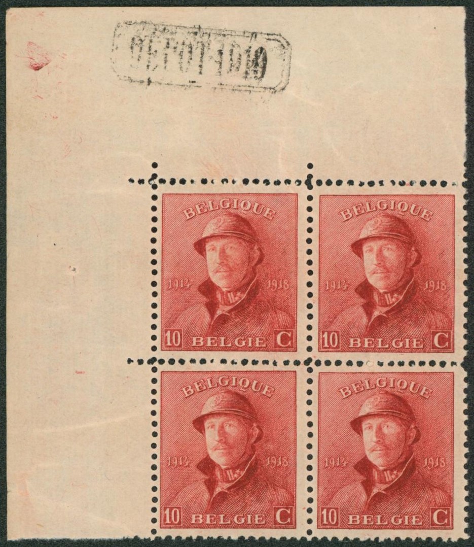 Roi Casqué - n°168 en bloc de 4** neuf sans charnières coin de feuillet et dépôt 1910