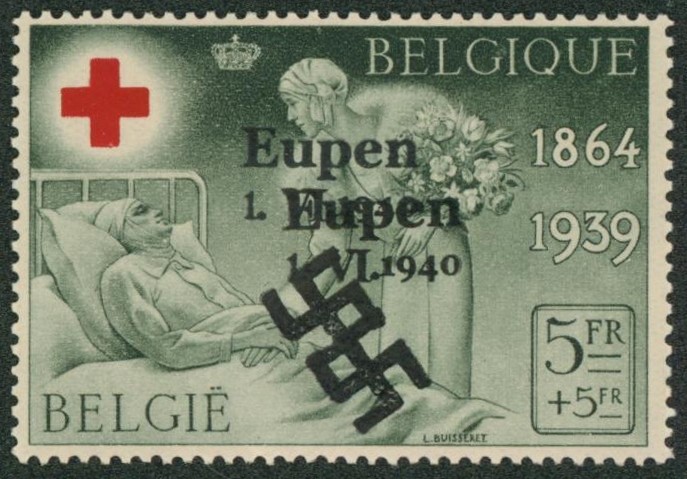 n°503** surchargé pour les cantons de l'est "Eupen" (double surcharge). RR