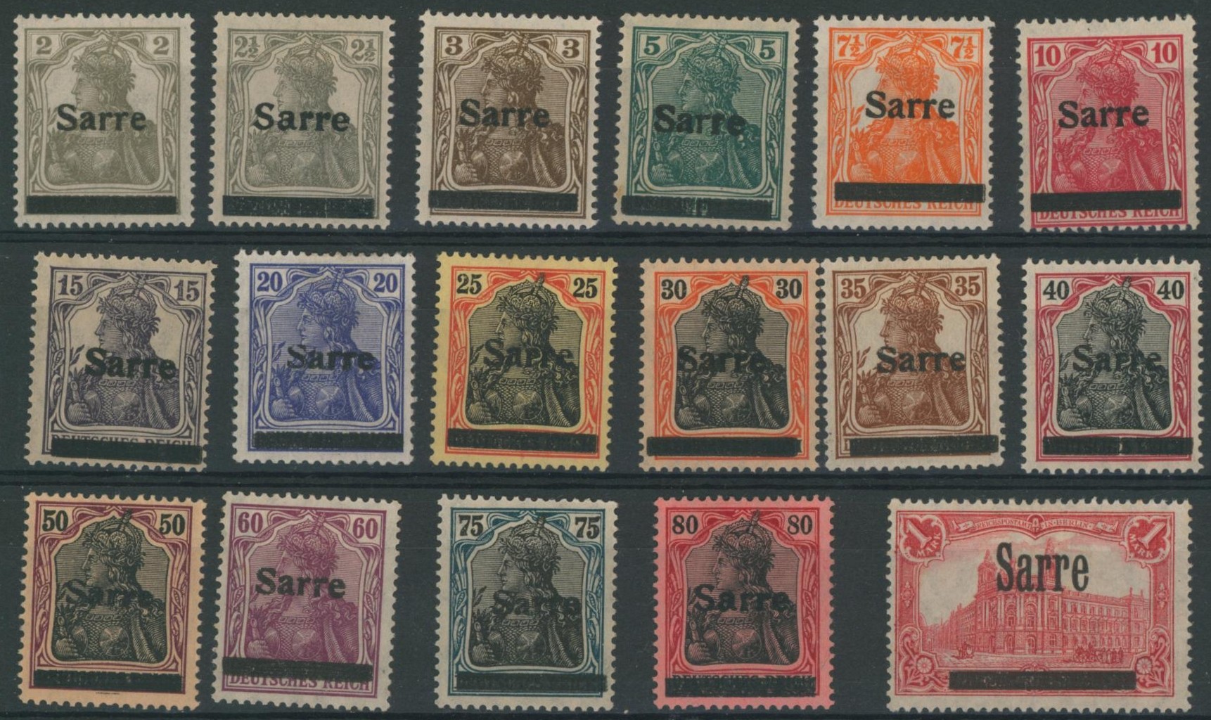 Saar - Yv n°1/17* neuf charniéré (MH).