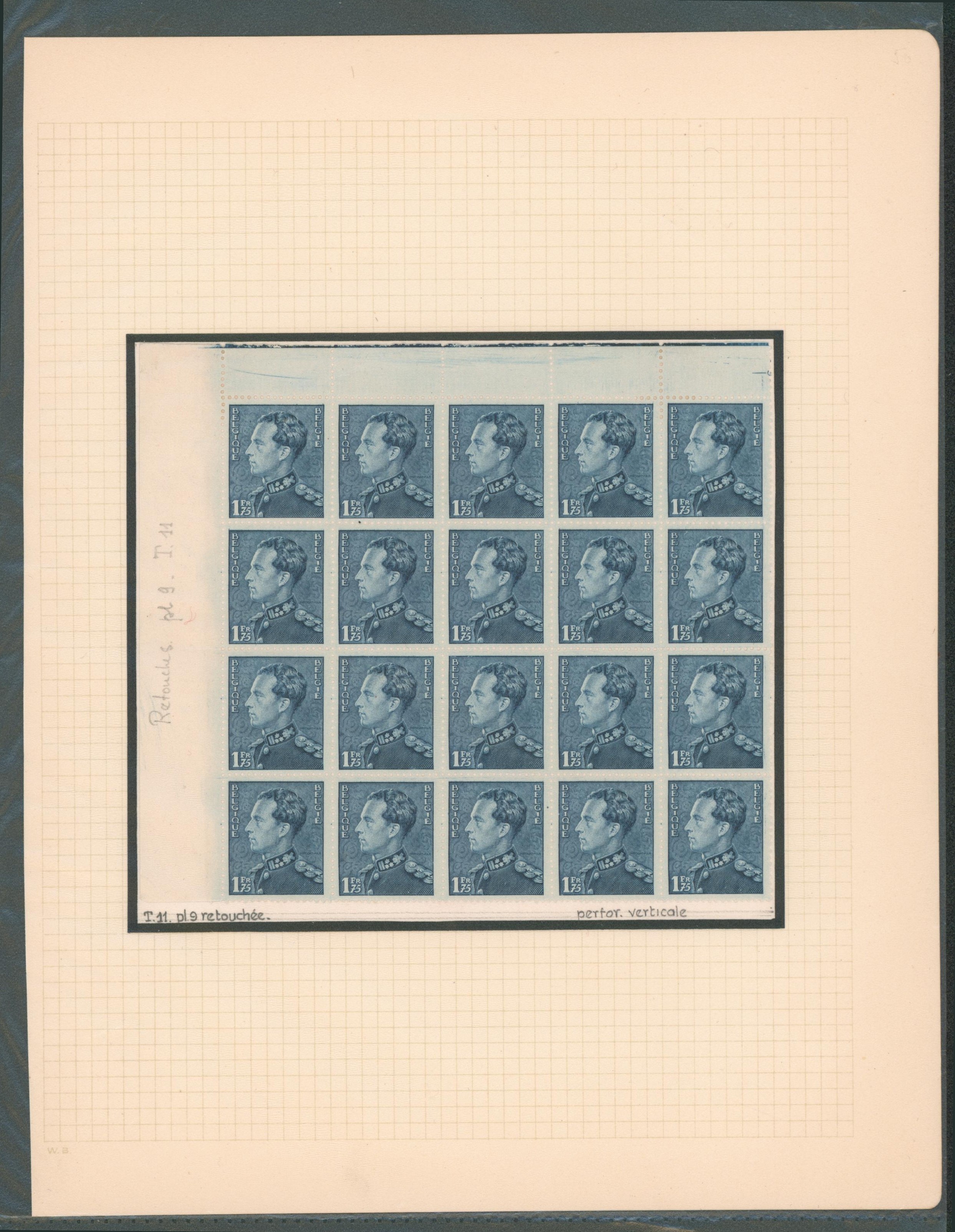 Page de collection (Poortman) - n°430 : Tirage 11 (PL9) grand morceau de feuille de 20 TP, retouche ! Superbe