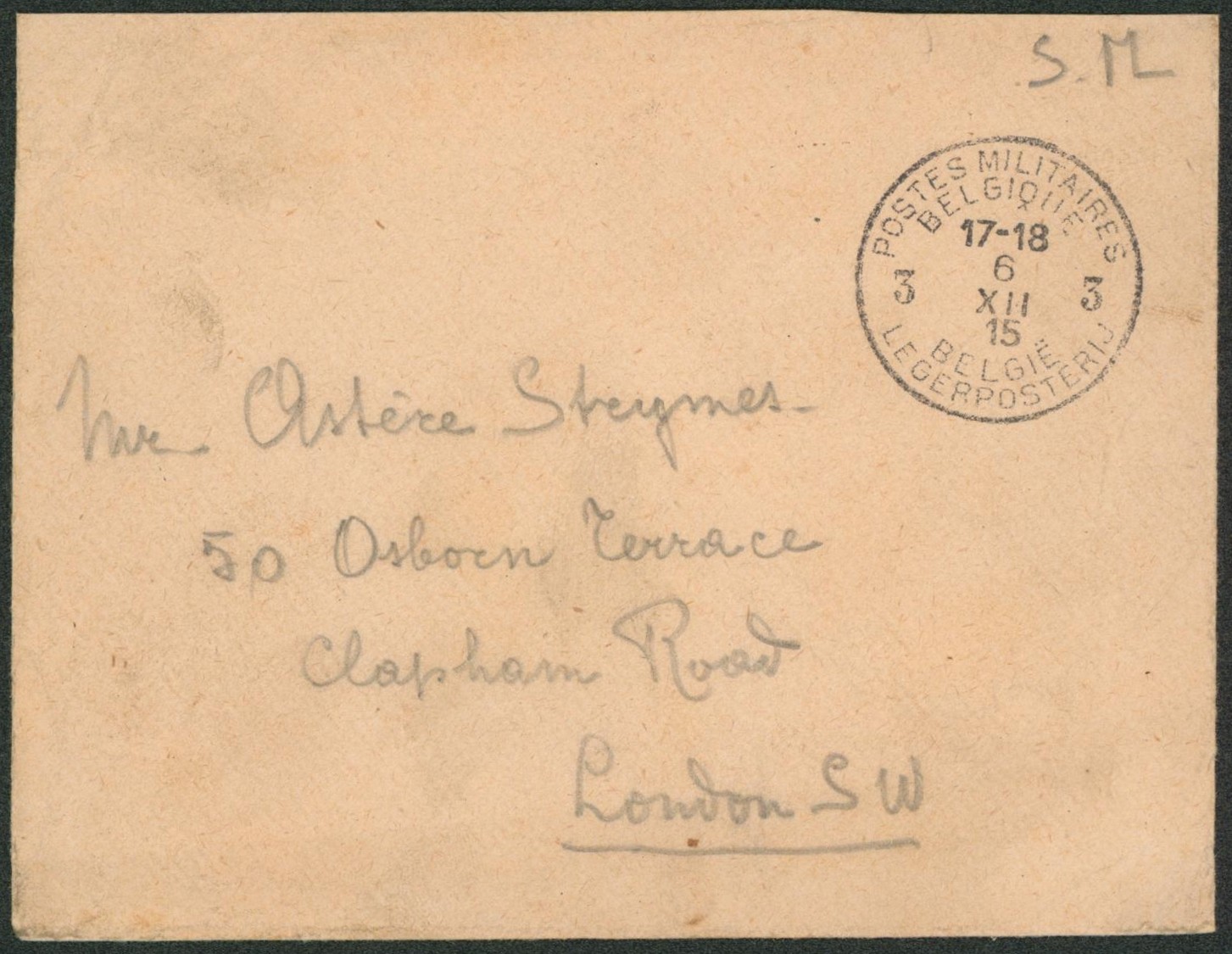 Lettre en S.M. obl P.M.B. 3 (1915) > London