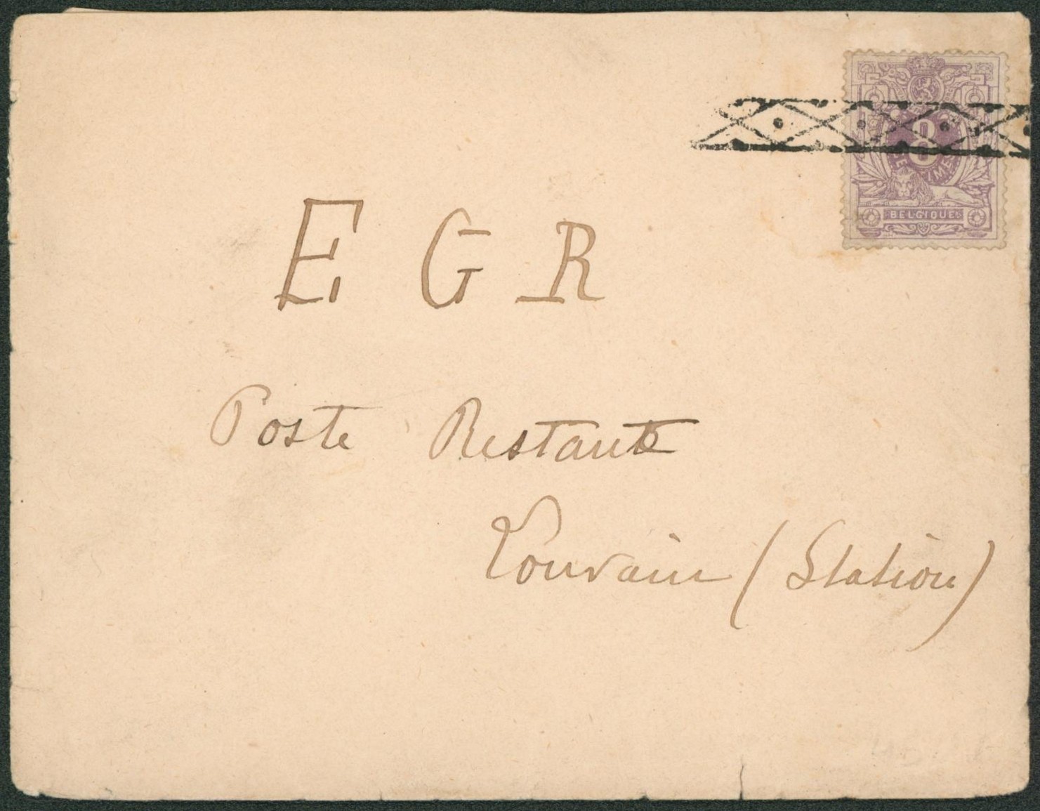 n°29 sur lettre annulé par oblitération roulette (RR) > Louvain (station) çàd poste restante.