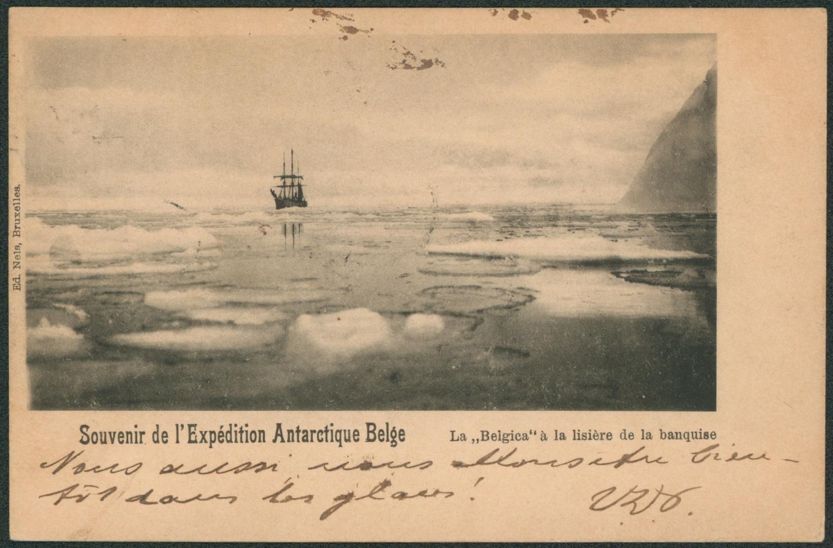 n°56 sur CP vue (souvenir de l'expédition antarctique Belge - La Belgica à la lisière de la banquise) Ed. Nels > Bruxelles. TB