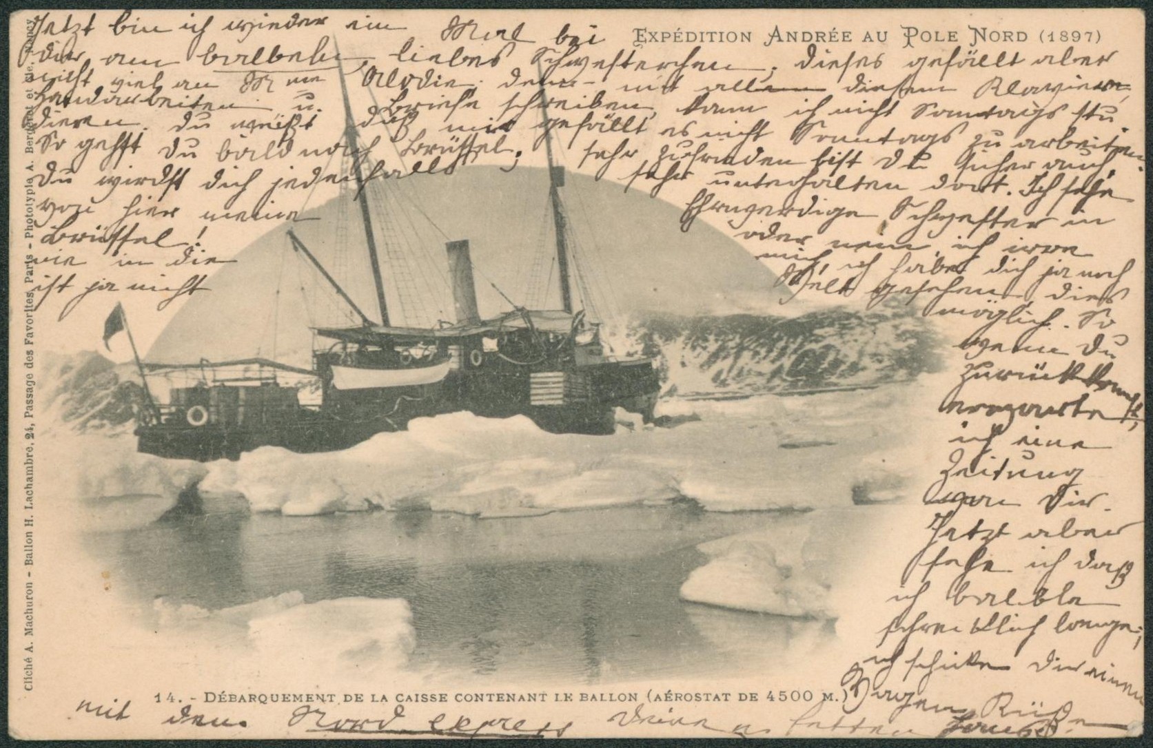 Suède - Expédition andrée au pole nord (1897) n°14 débarquement de la caisse contenant le ballon