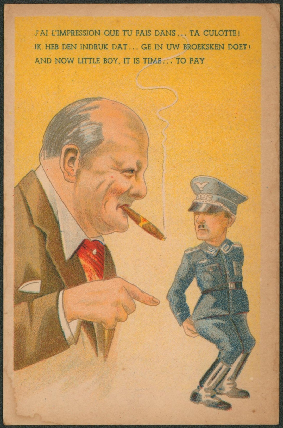 Carte satirique - WWII Roosvelt se moquant de hitler