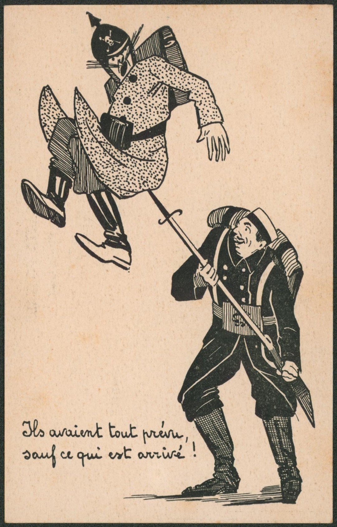 Carte postale satirique (WWII) - France - Allemagne / Imprimé à Paris.
